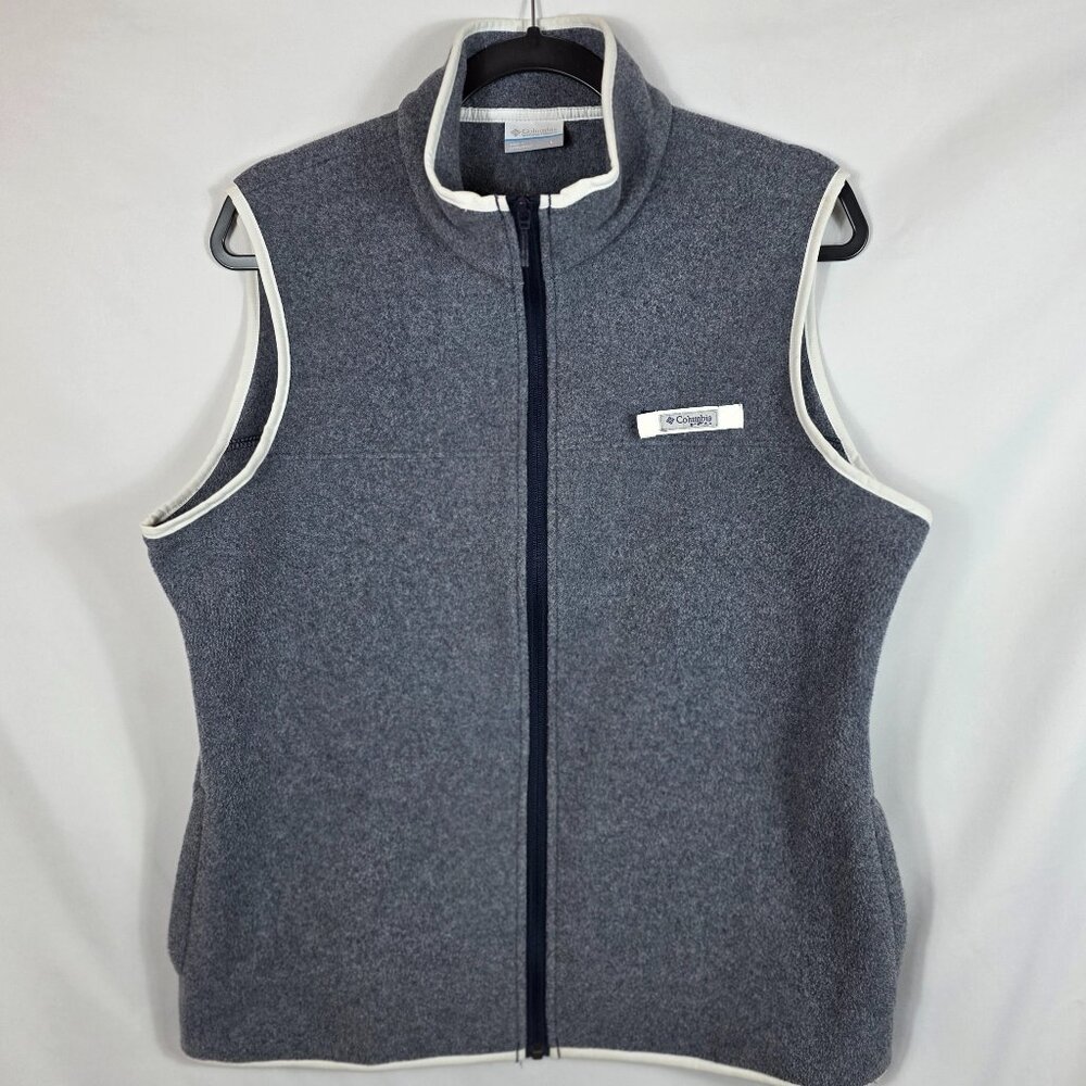 Women's Columbia PFG Harborside Gray & White Fleece Vest Size Large